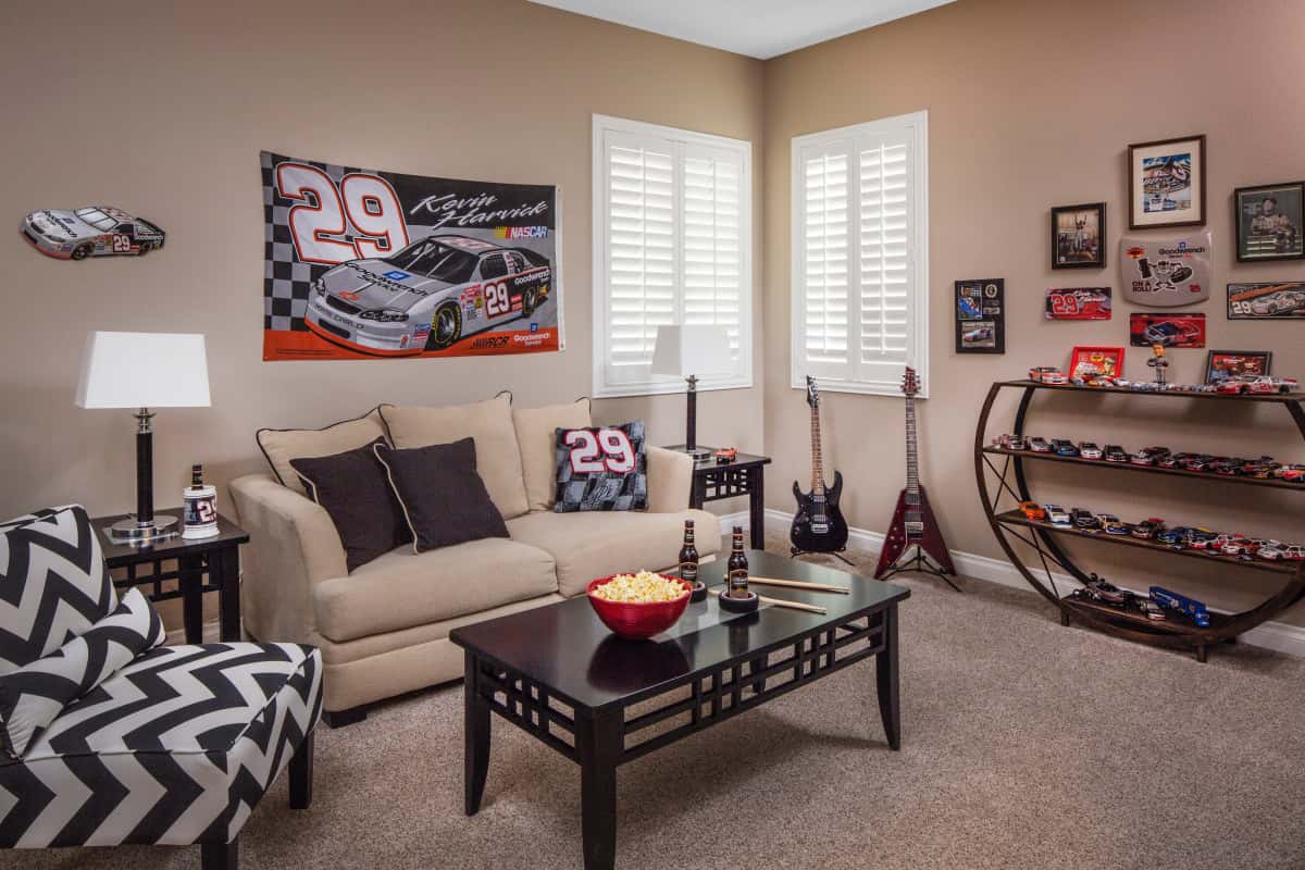 Gainesville man cave with shutters